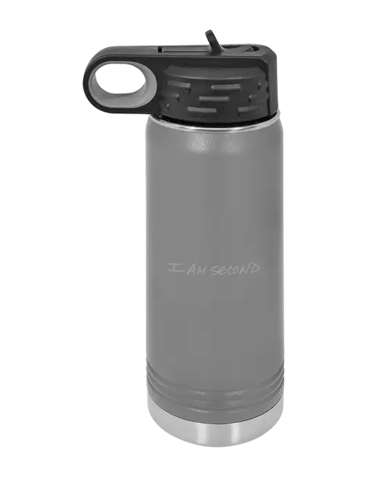 Polar Camel 20 oz Powder Coated Grey Vacuum Insulated Water Bottle w/I Am Second Logo