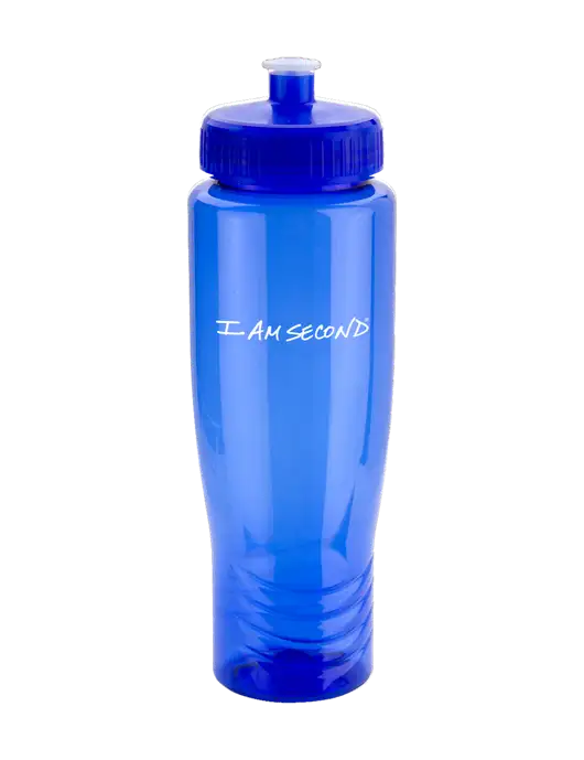 Roam Blue 28 oz Eco-Polyclear Bottle with Push Pull Lid w/I Am Second Logo