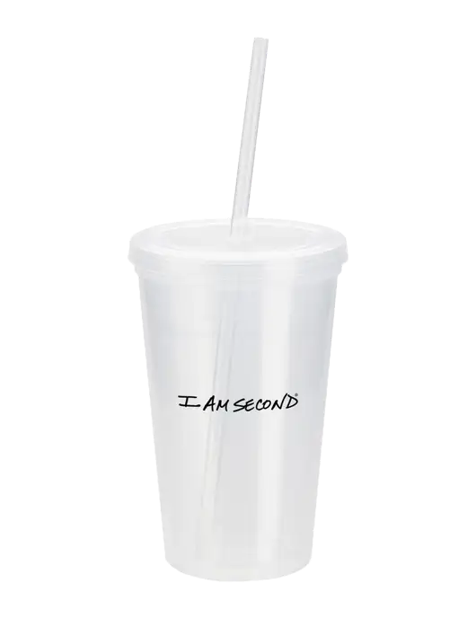 Sorrento Clear 16 oz Tumbler with Lid & Straw w/I Am Second Logo