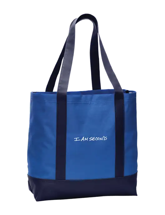 Carryall Blue/Navy Day Tote Twilight w/I Am Second Logo