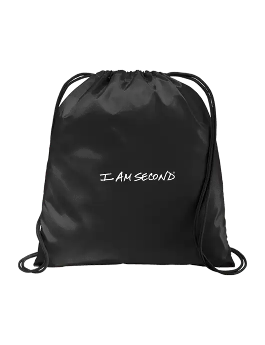 Drawstring  Black Cinch Pack w/I Am Second Logo