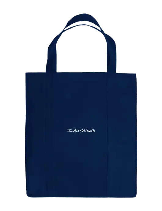 Eco Reusable Jumbo Navy Blue Shopping Bag w/I Am Second Logo