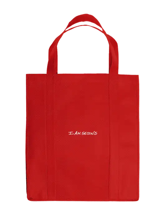 Eco Reusable Jumbo Red Shopping Bag w/I Am Second Logo