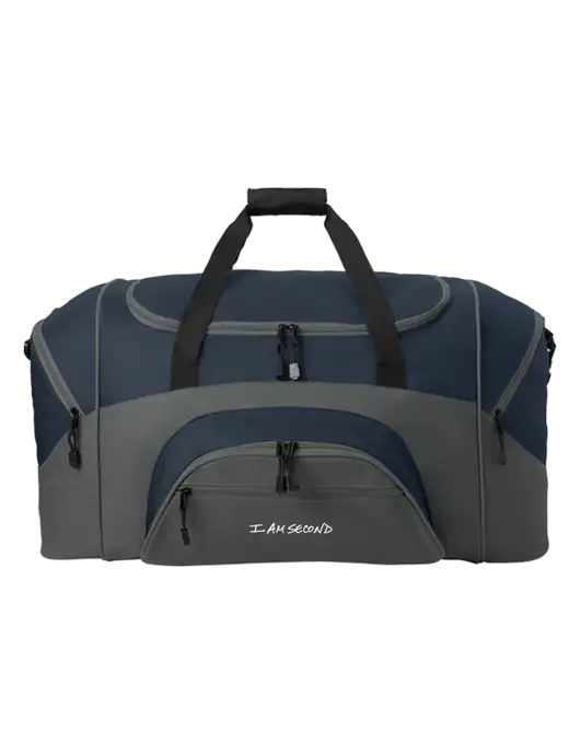Standard Colorblock Navy/Dark Grey Sport Duffel w/I Am Second Logo