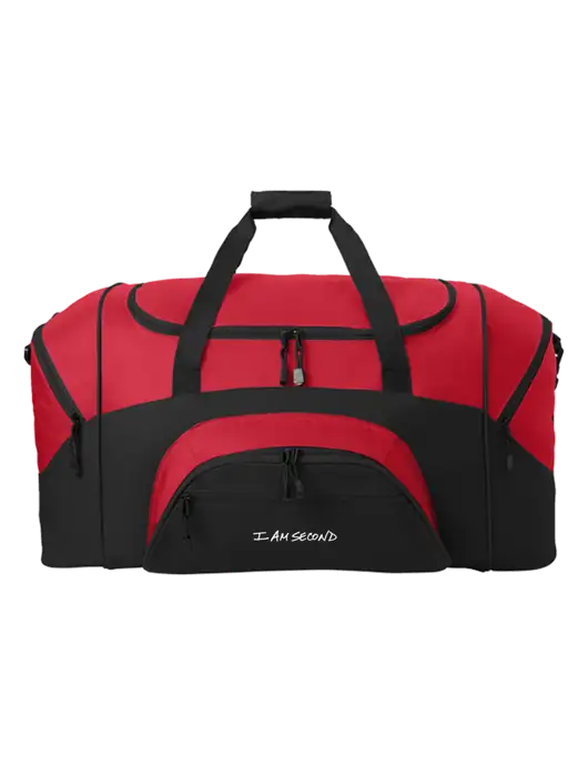 Standard Colorblock Red/Black Sport Duffel w/I Am Second Logo