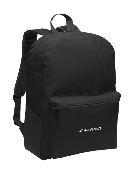 Casual Black Lightweight Laptop Backpack w/I Am Second Logo