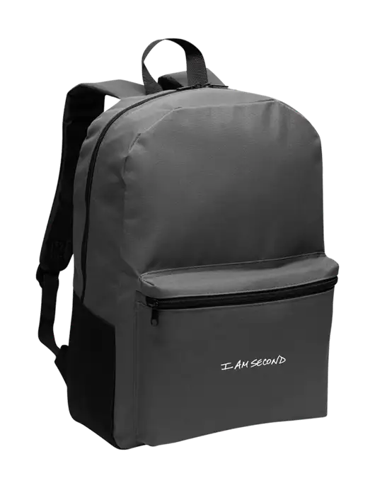 Casual Dark Charcoal Lightweight Laptop Backpack w/I Am Second Logo