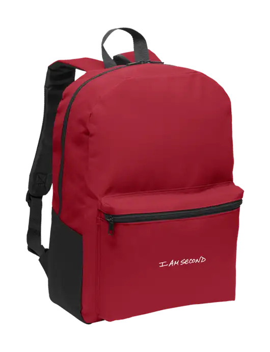 Casual Red Lightweight Laptop Backpack w/I Am Second Logo