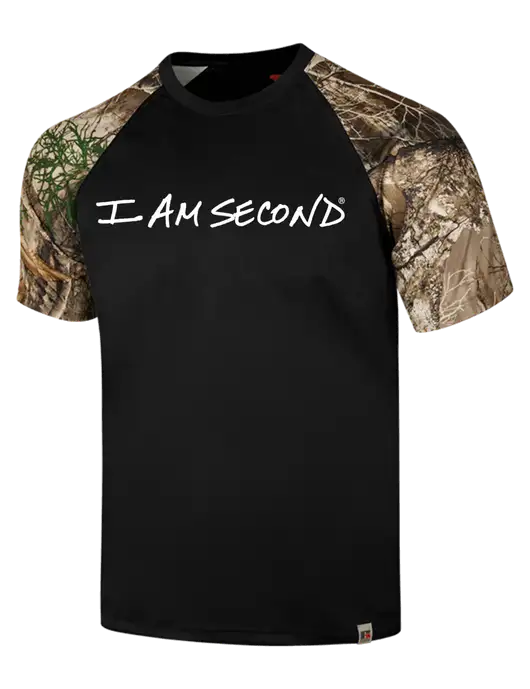 Russell Outdoors Black/Realtree Edge Camo Colorblock Performance T-Shirt w/I Am Second Logo