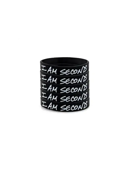 I Am Second 5-Pack Black Wristband Bundle-Regular