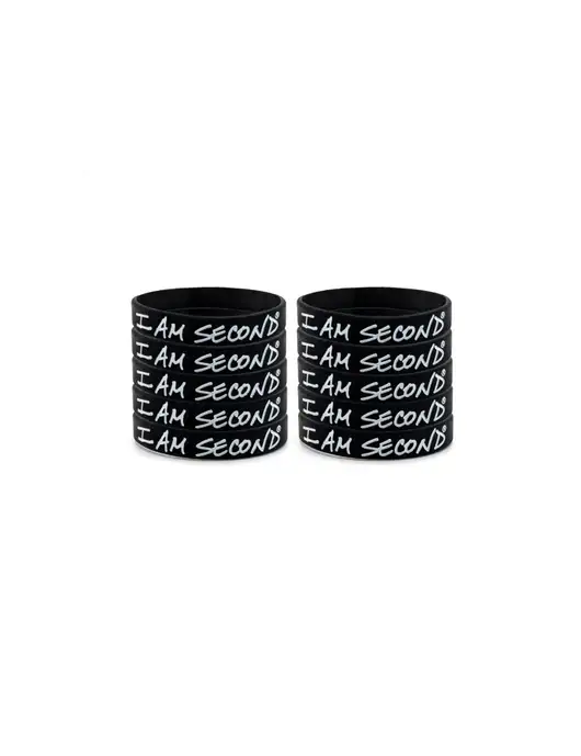 I Am Second 10-Pack Black Wristband Bundle-Adult