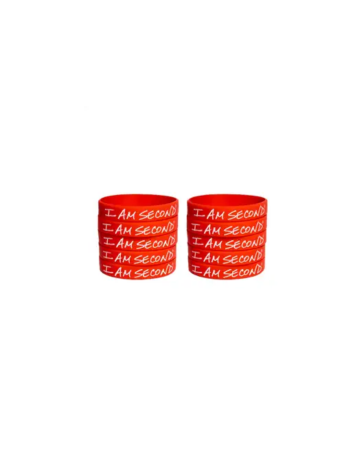 I Am Second 10-Pack Red Wristband Bundle-Regular