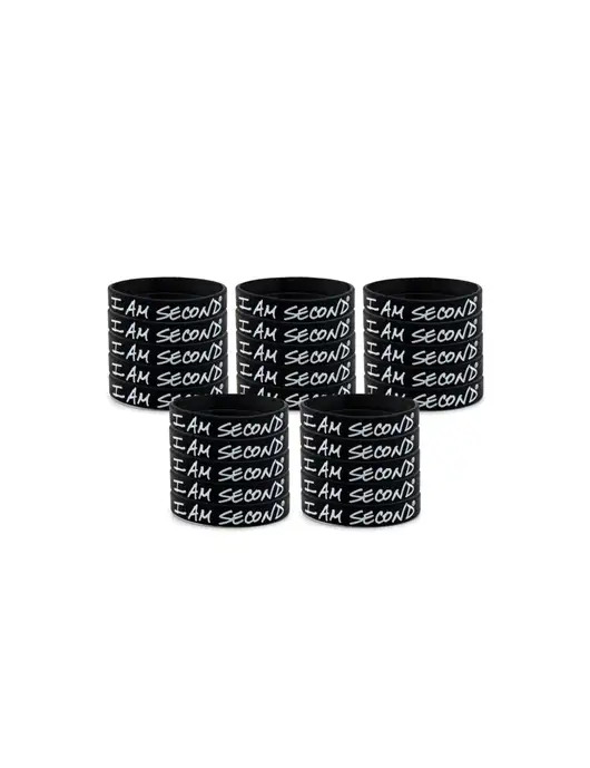I Am Second 25-Pack Black Wristband Bundle-Regular