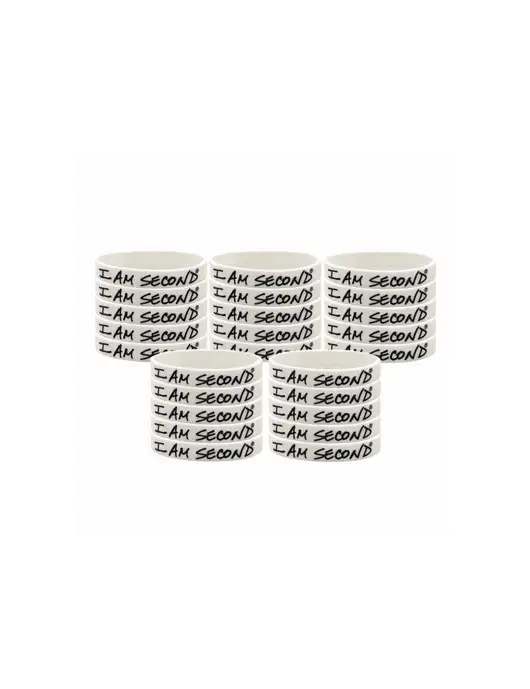 I Am Second 25-Pack White Wristband Bundle-Adult
