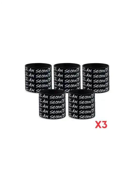 I Am Second 75-Pack Black Wristband Bundle-Regular
