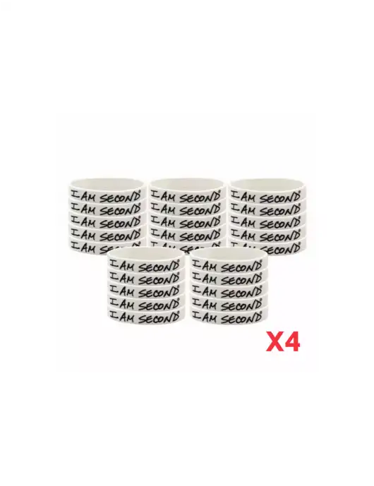 I Am Second 100-Pack White Wristband Bundle-Adult