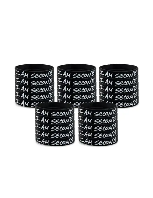 I Am Second 25-Pack Black Wristband Bundle-Small