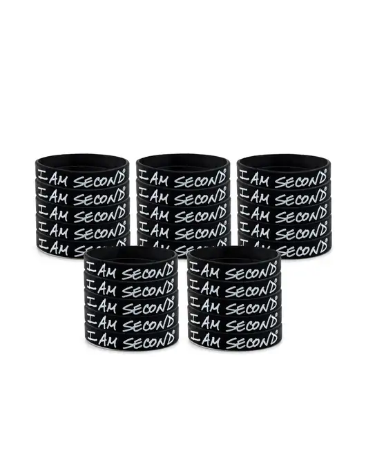I Am Second 25-Pack Black Wristband Bundle-Youth