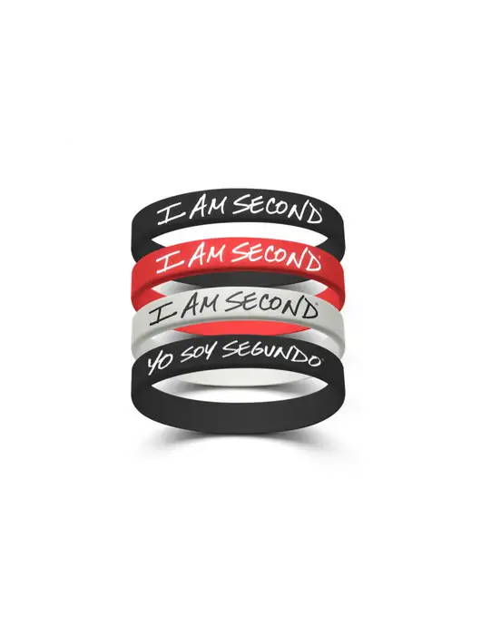 I Am Second I Am Second 4-Pack Wristband Bundle (Black, Red, White, Spanish Black)-Adult