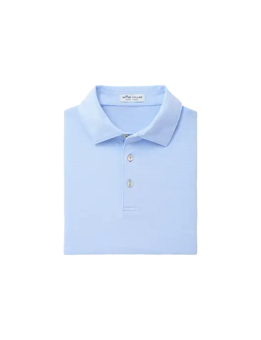 Peter Millar Light Blue Jubilee Striped Performance Polo w/I Am Second Logo