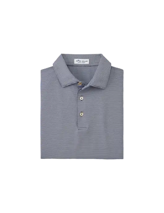 Peter Millar Navy Jubilee Striped Performance Polo w/I Am Second Logo