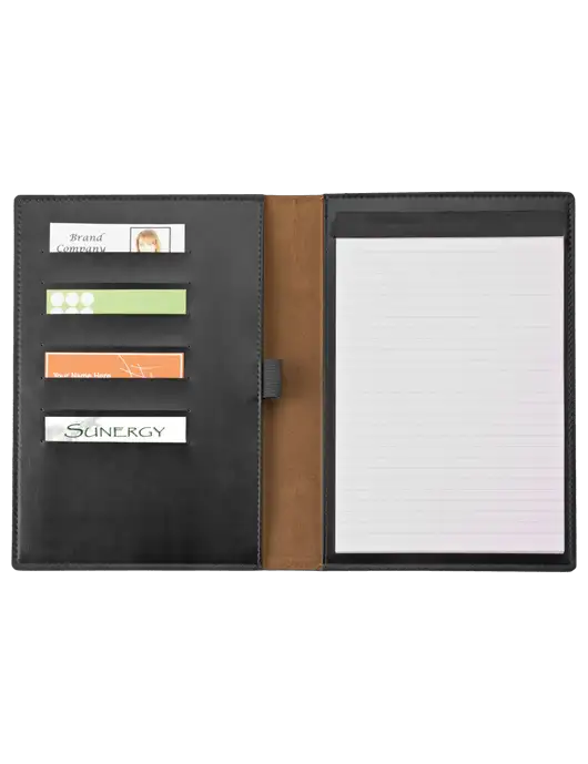 Fabrizio Black 7 x 9.625 Padfolio & Refillable Notepad w/I Am Second Logo